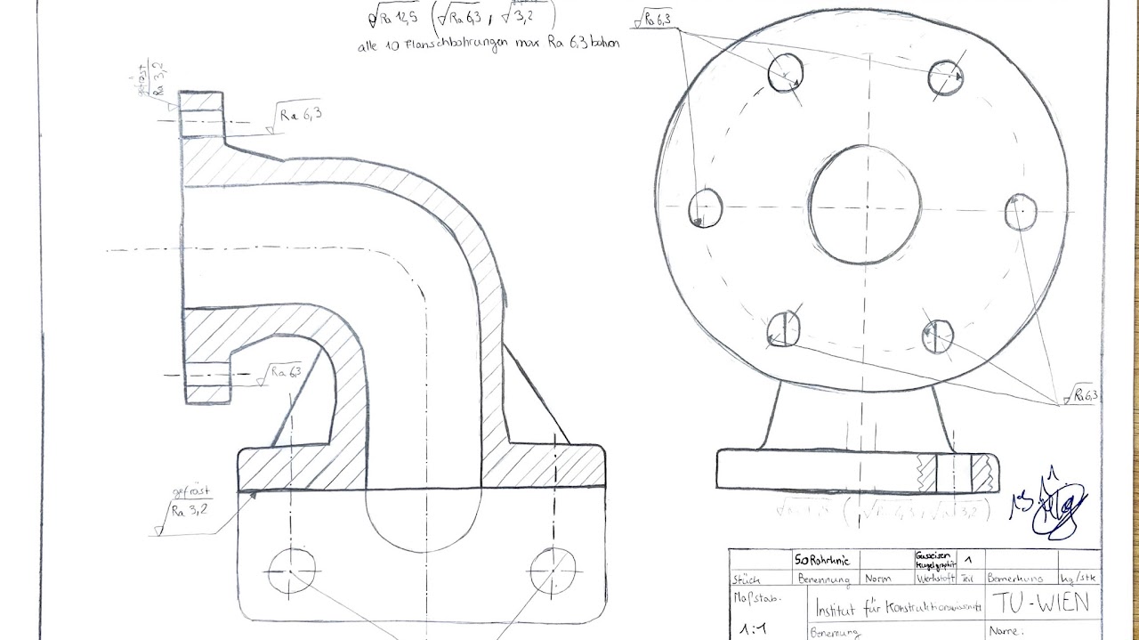 Flange — hand-drafted detail drawing
